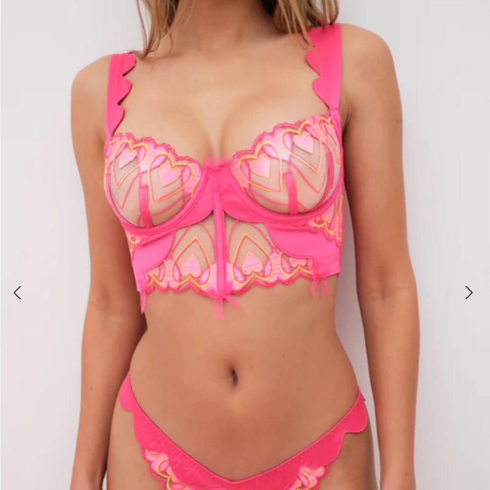 Brand New For Love & Lemons Graphic Hearts Bustier (Sz M)